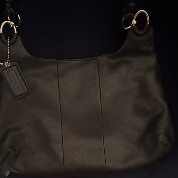 Coach Dark Leather Shoulder Bag with Silver Accent - Picture 5 of 5